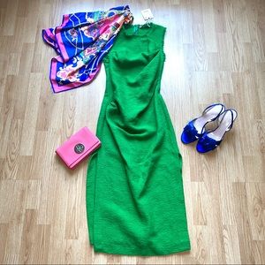 NWOT Zara textured weave Green Sleeveless Midi Dress